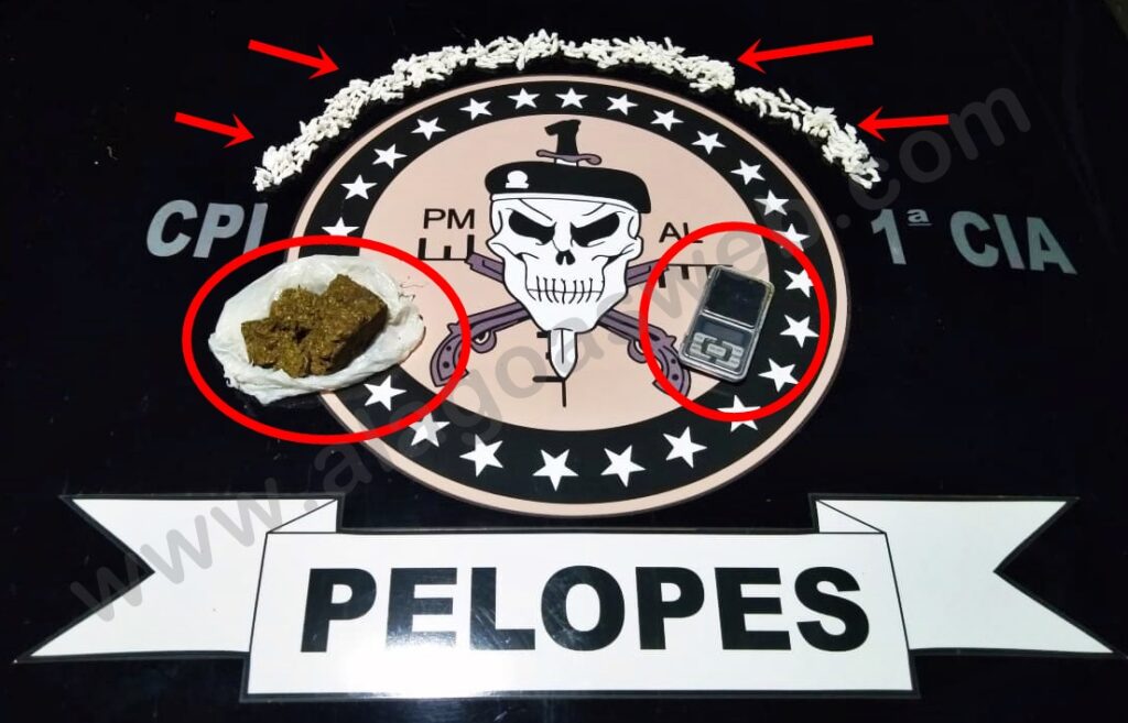 Pelopes prende três jovens e apreende adolescente traficando drogas em São Miguel dos Campos 1 1ª Cia/Ind
