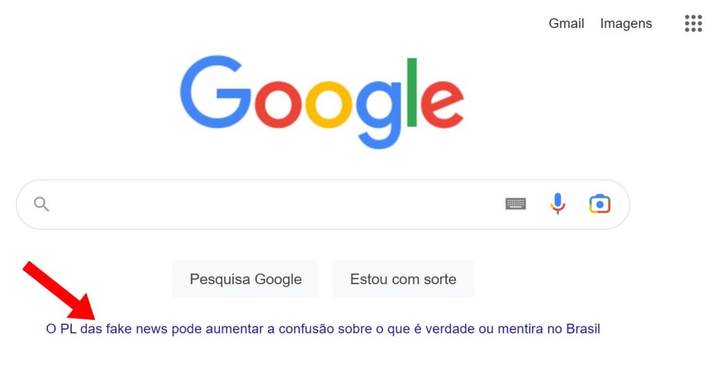 Google aumenta pressão contra PL das Fake News e põe artigo contra projeto na página inicial 1 AlagoasWeb/Reprodução