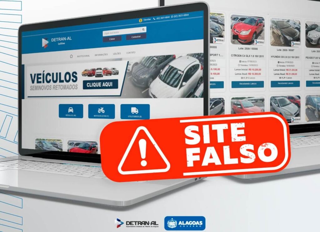 Detran Alagoas alerta sobre site falso de leilão de veículos
