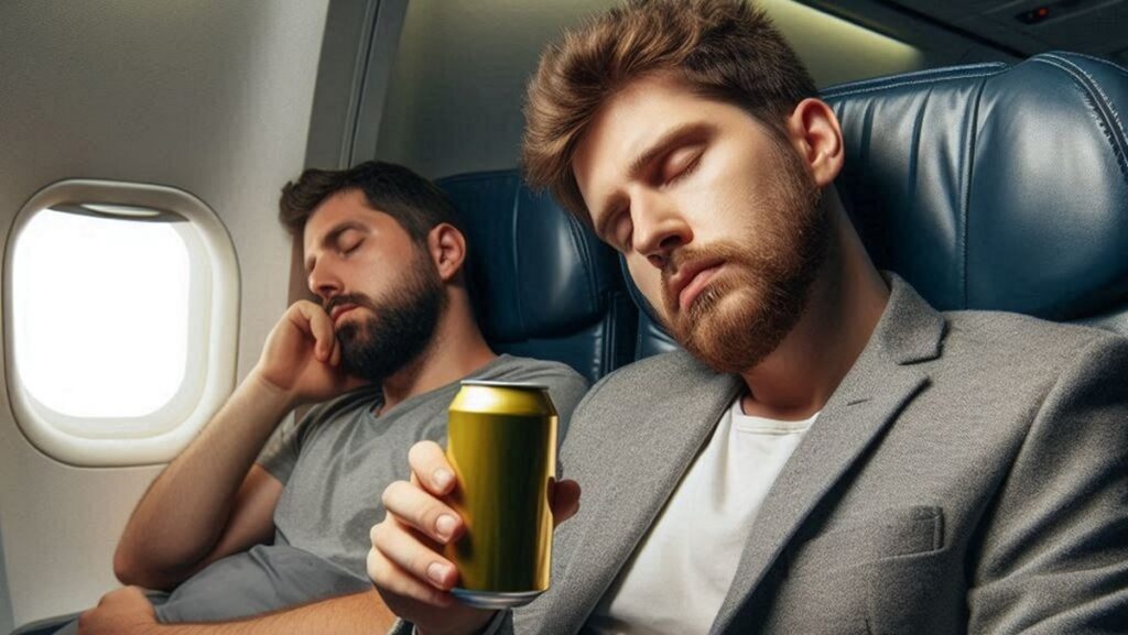 Beber e dormir no avião é uma péssima ideia para o seu coração