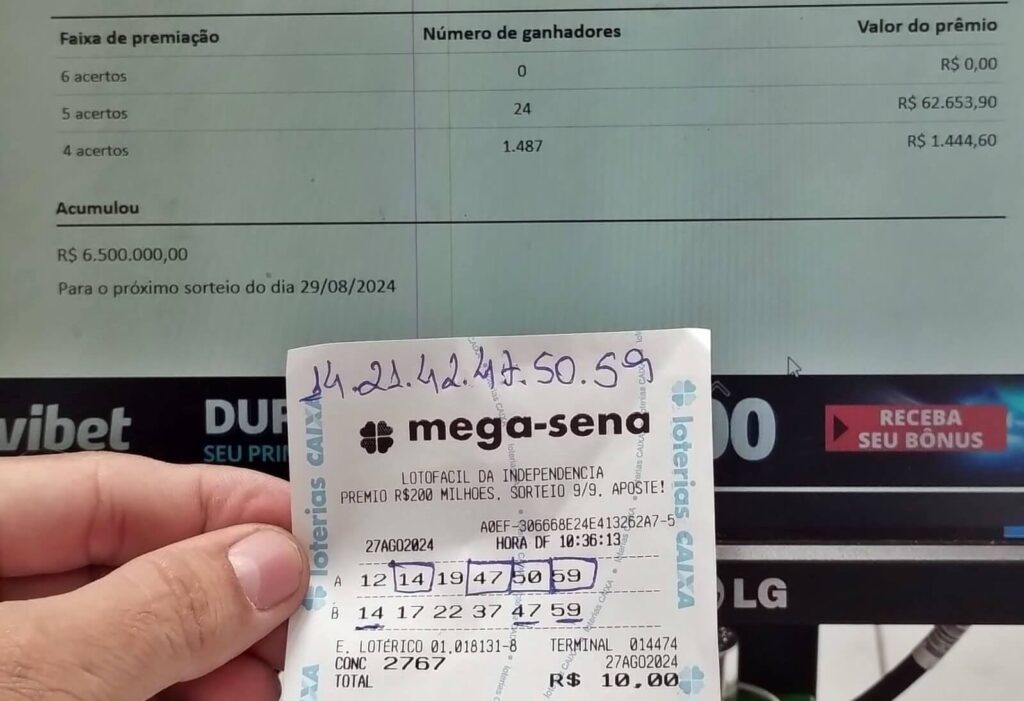 Miguelense leva quase R$ 1.500 após acertar a Quadra da Mega-Sena