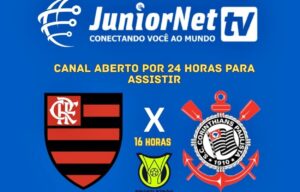 Flamengo x Corinthians será transmitido no JuniorNet Play com canal aberto por 24 horas