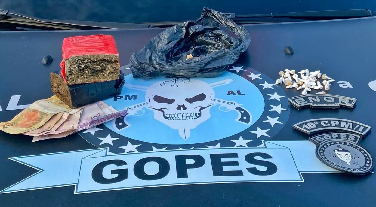 10ª Cia Independente prende traficante e drogas em Teotônio Vilela