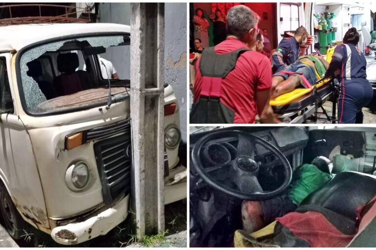 Motorista embriagado perde controle de Kombi e colide contra poste em São Miguel dos Campos