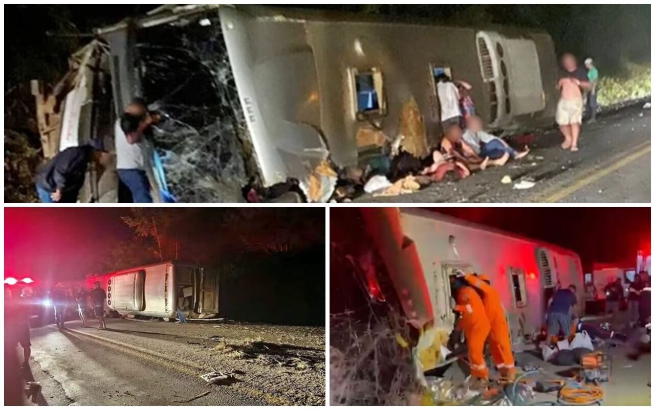 Ônibus tomba na BR-423 e deixa 17 mortos no interior de Pernambuco