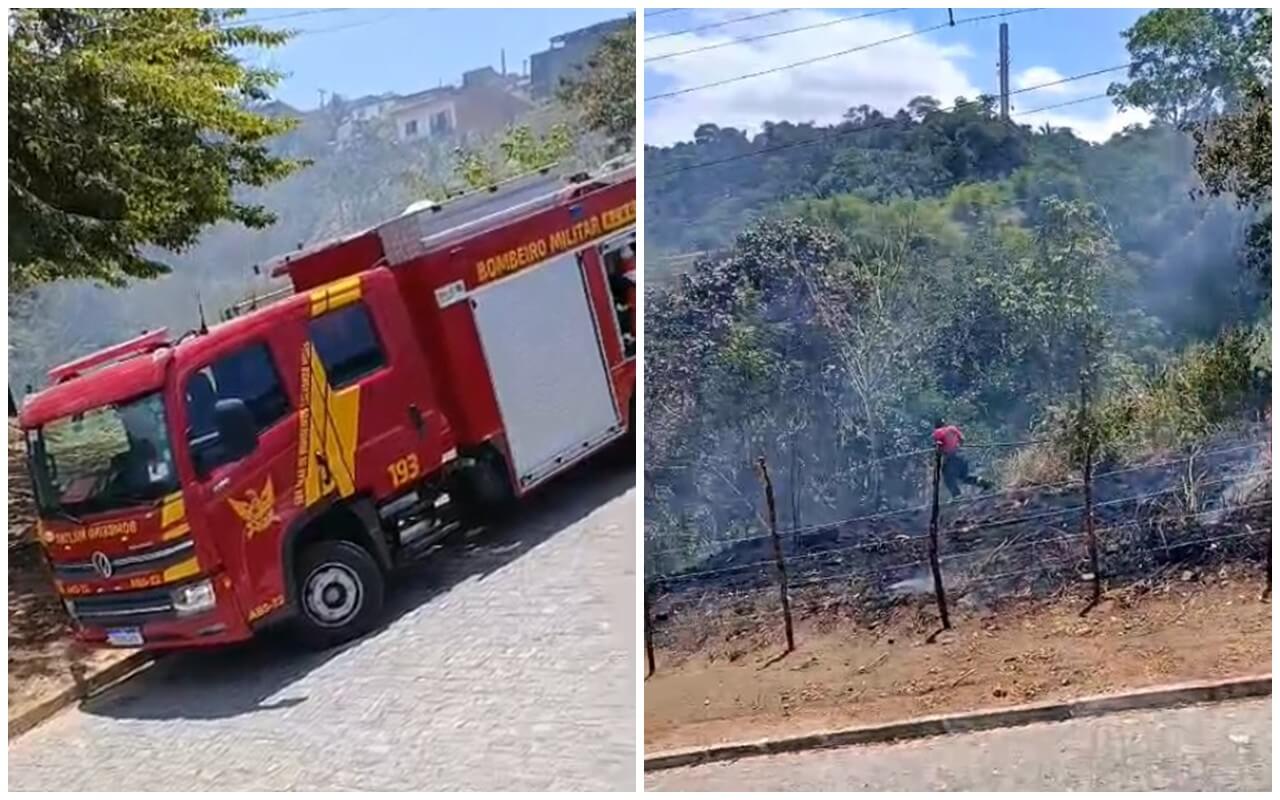 Bombeiros controlam incêndio em vegetação na parte alta de São Miguel dos Campos