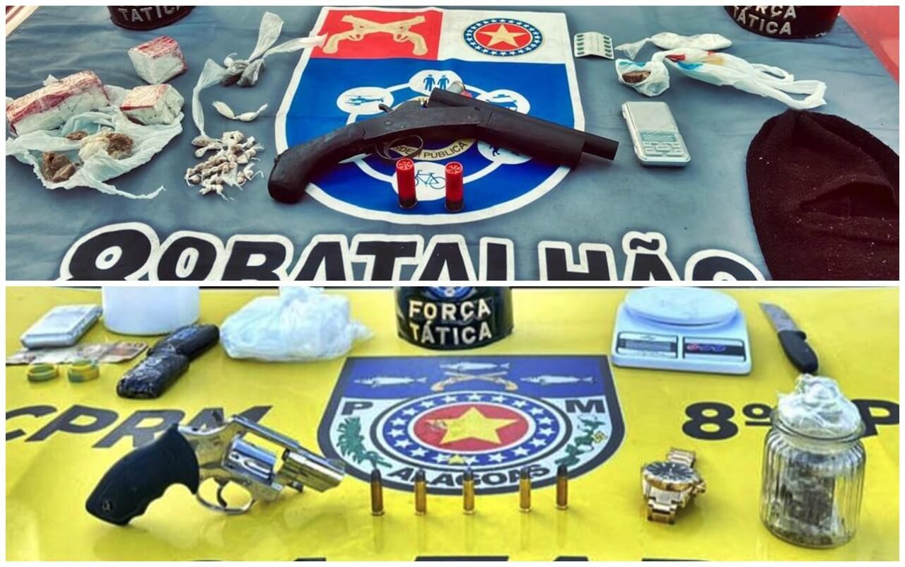 Operação do 8º BPM prende três traficantes e apreende drogas e armas em Rio Largo