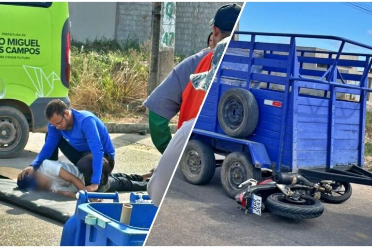 Acidente entre moto e caminhonete deixa motociclista em estado gravíssimo em São Miguel dos Campos