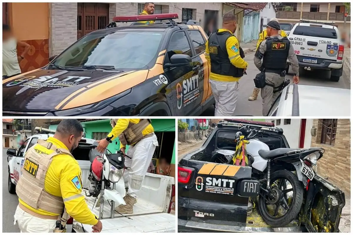 SMTT e PM apreendem motos adulteradas em São Miguel dos Campos após denúncia anônima